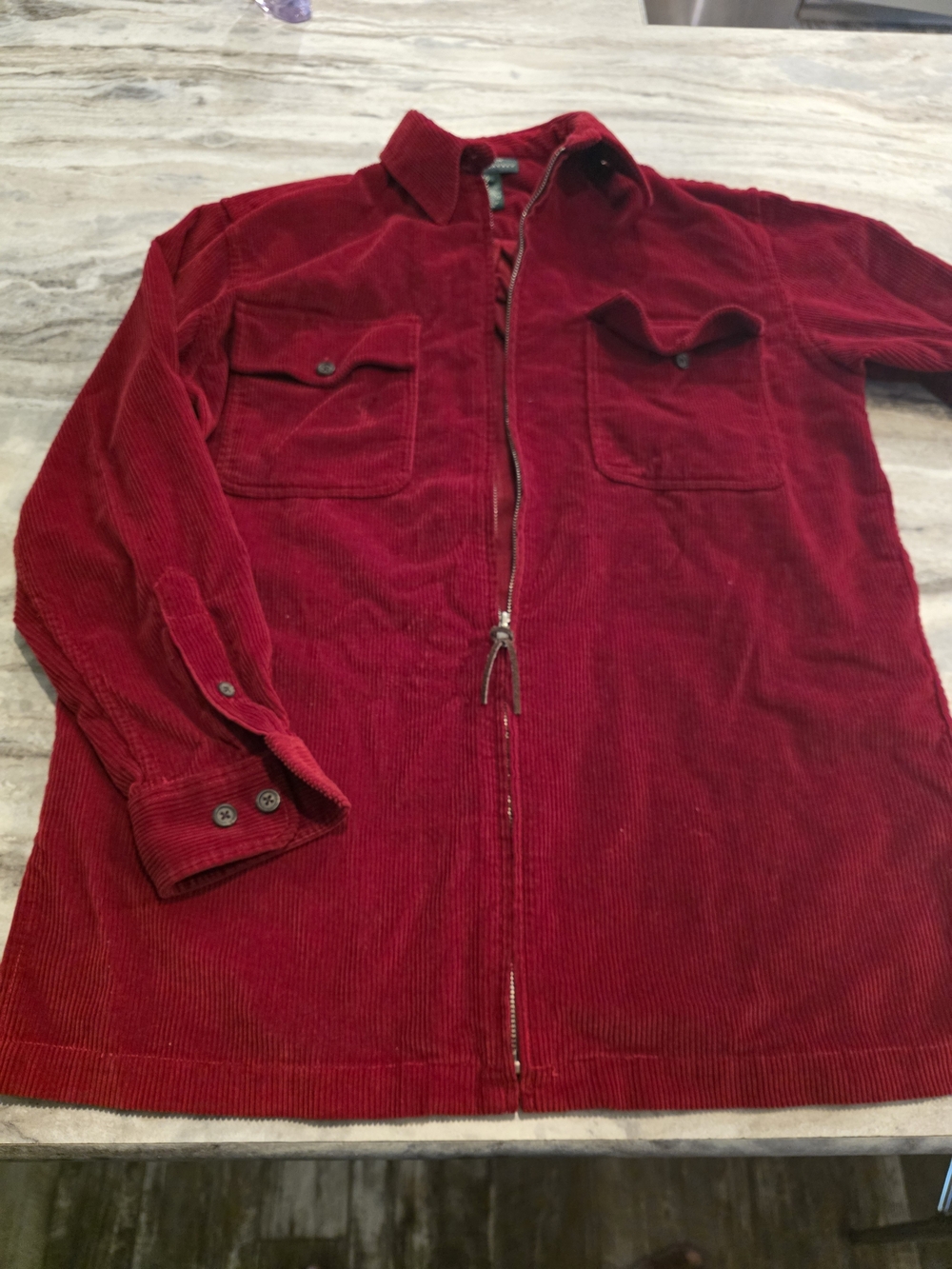 Vintage Ralph Lauren green label Red Corduroy full zip jacket size small.